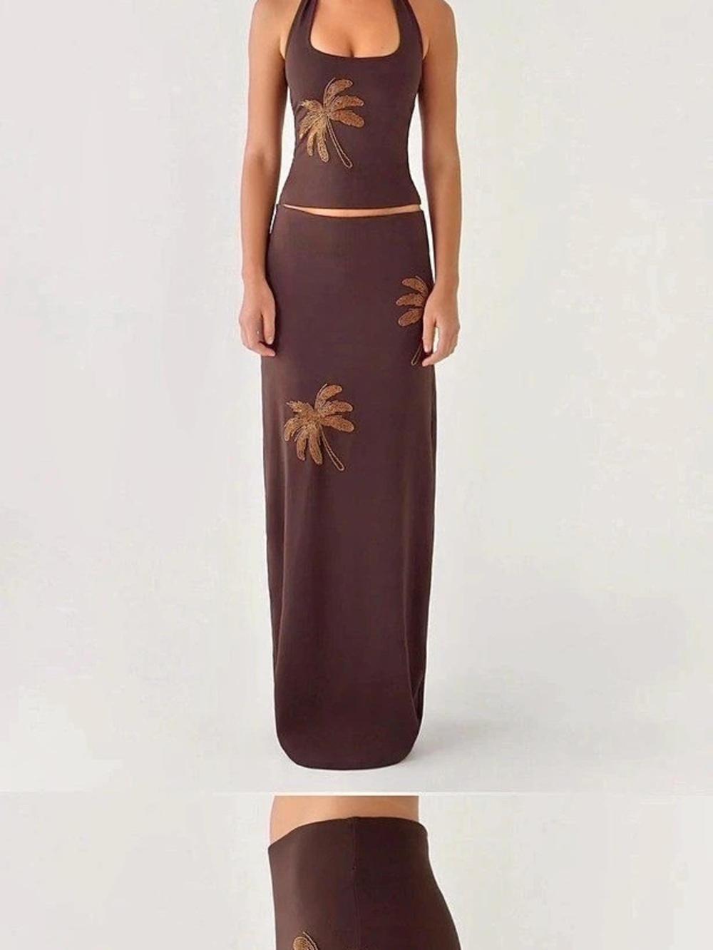 Peppermayo Brienne Beaded Maxi skirt Brown